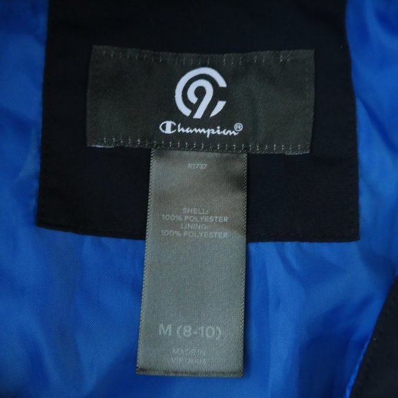 Navy Rain Jacket Champion Hood Zipper Pockets Cape Mesh Back M 8 10 - Picture 6 of 7